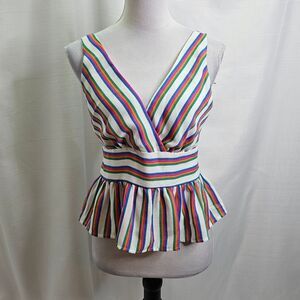 Gilli Multicolored Striped Backless Summer Top Size Small